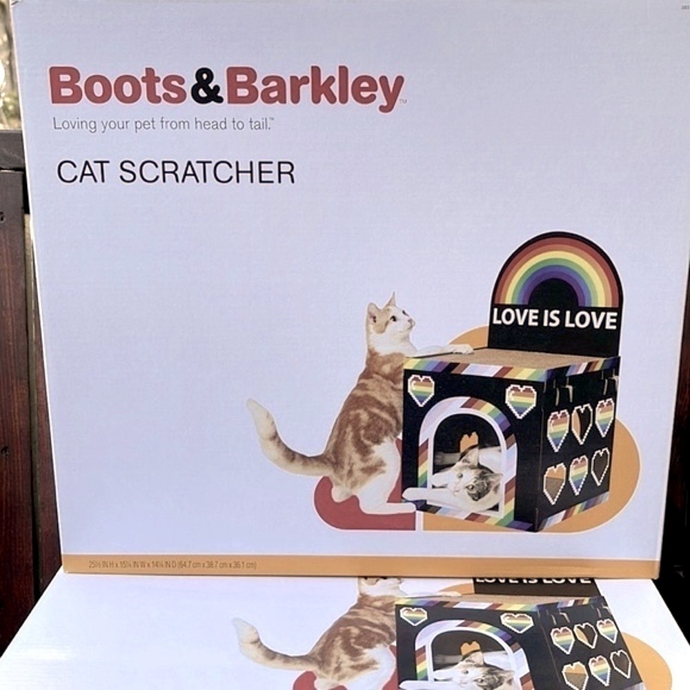 Boots & Barkley Rainbow Pride Love is Love Double Decker Cat Scratcher House Box - Picture 3 of 8